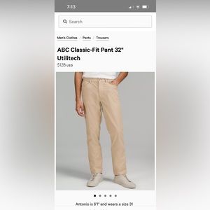 Lululemon ABC Classic Fit waist 31 height 32